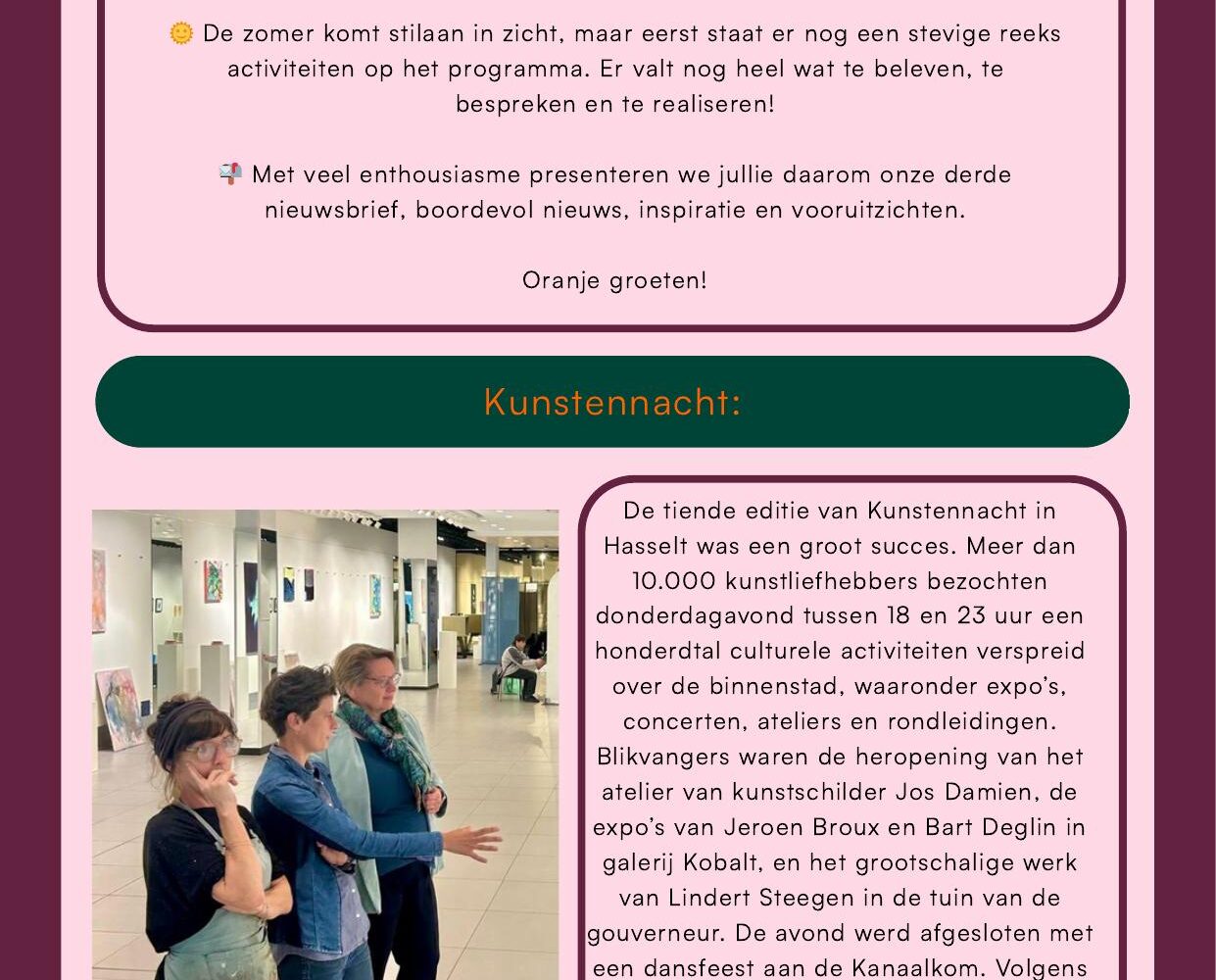 Nieuwsbrief mei 2025  -  Kunstennacht en meer